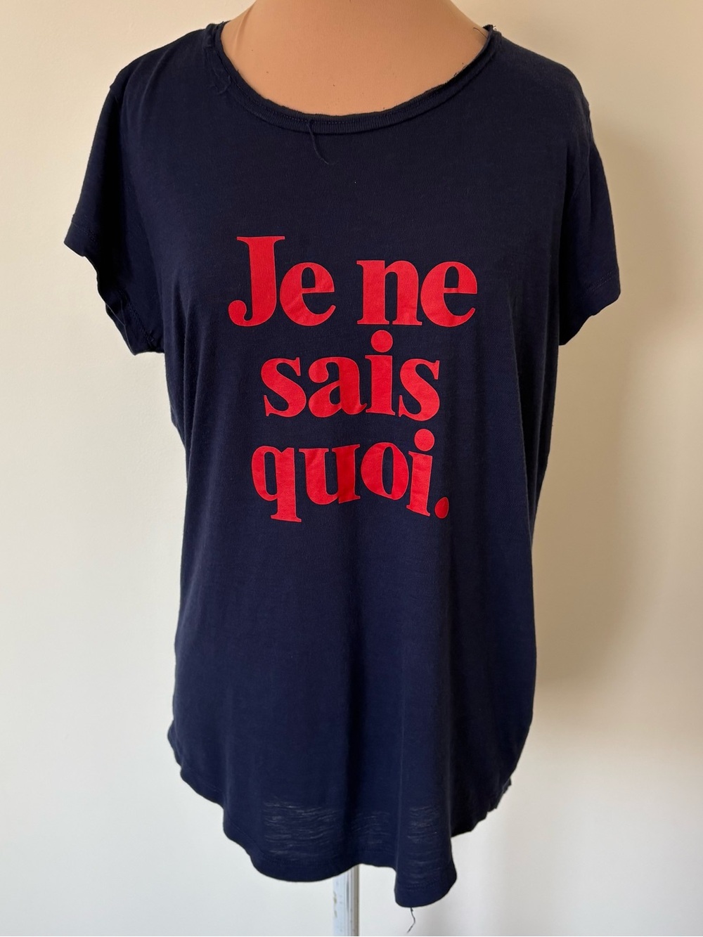 Zadig & Voltaire Skinny Je Ne Sais Quoi Navy Blue Graphic Distressed T-Shirt S